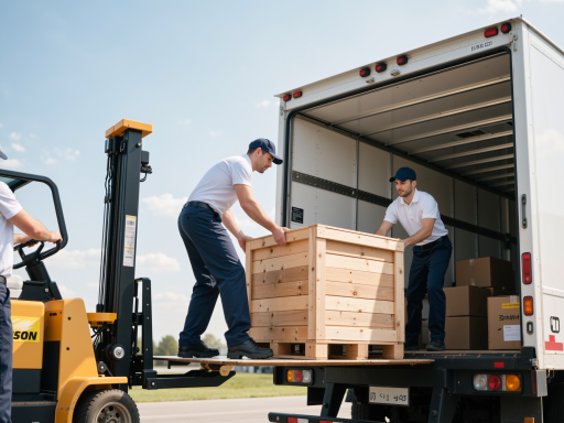 专业物流团队工作场景，多名员工在现代化办公室内工作，体现专业团队形象